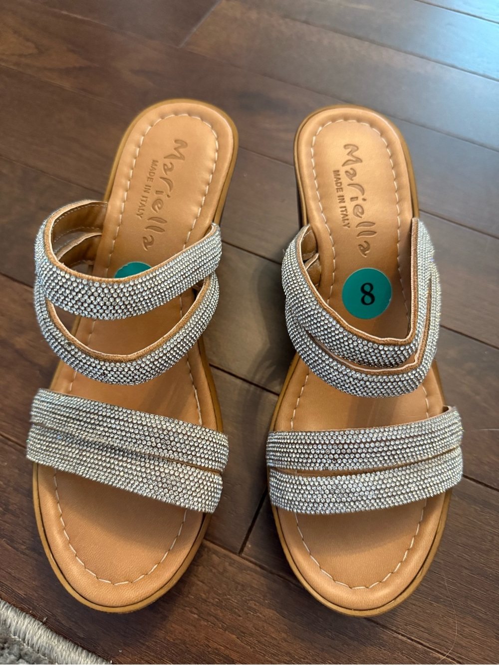 MARELLA Crystal-Embellished Silver Slide Sandals